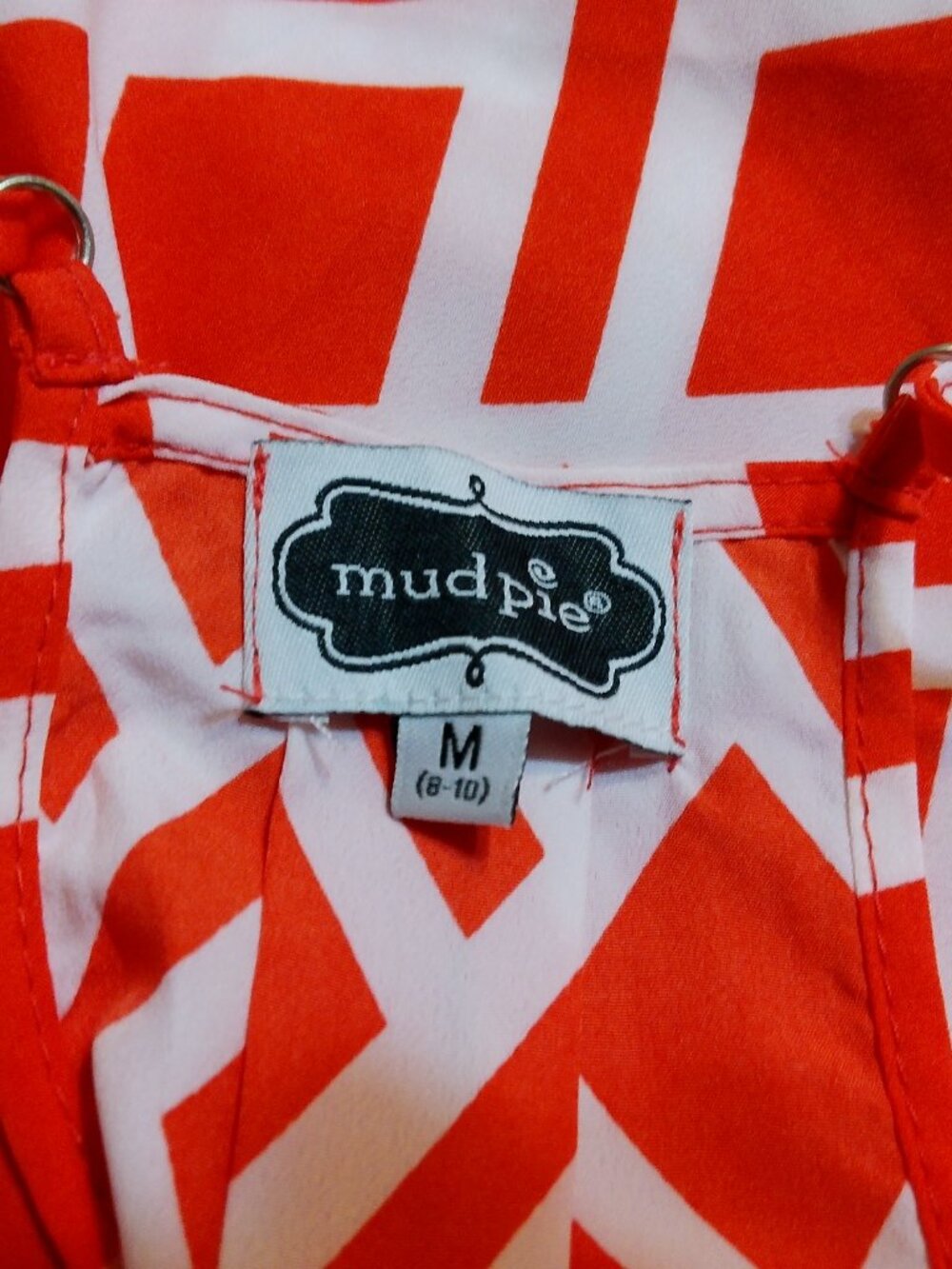 MUDPIE DRESS RED WHITE AND NAVY SIZE MED GOOD SHAPE BELT MISSING - Picture 3 of 3